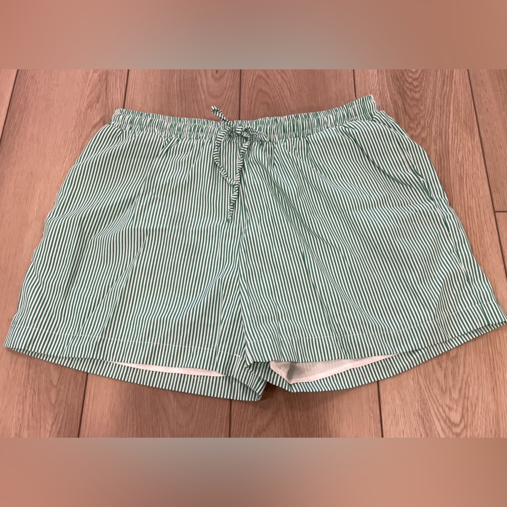 Green striped shorts